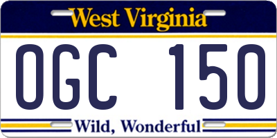 WV license plate OGC150