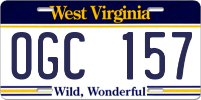 WV license plate OGC157