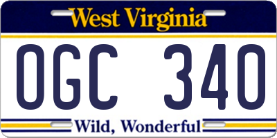 WV license plate OGC340