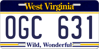 WV license plate OGC631