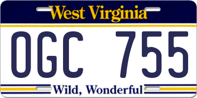 WV license plate OGC755