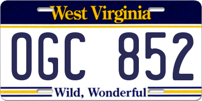 WV license plate OGC852