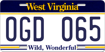 WV license plate OGD065