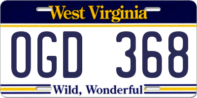 WV license plate OGD368