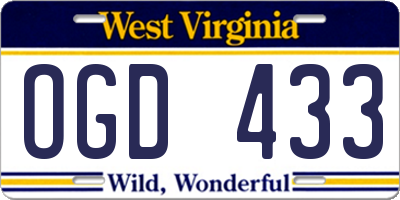 WV license plate OGD433