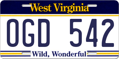 WV license plate OGD542