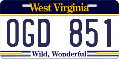 WV license plate OGD851