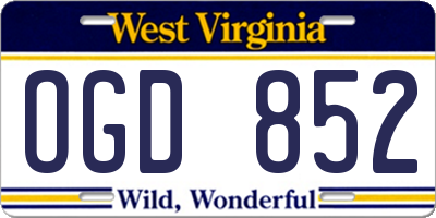 WV license plate OGD852