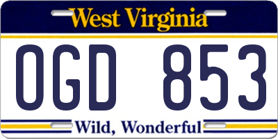 WV license plate OGD853