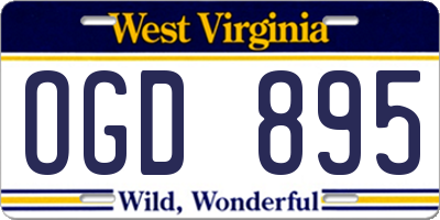 WV license plate OGD895