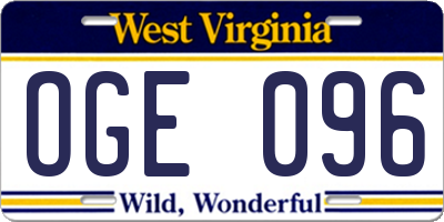 WV license plate OGE096