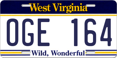 WV license plate OGE164