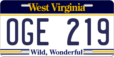 WV license plate OGE219