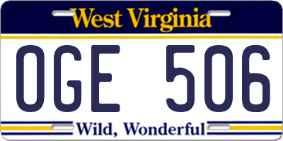 WV license plate OGE506