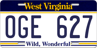 WV license plate OGE627