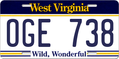 WV license plate OGE738