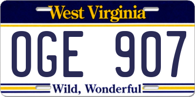 WV license plate OGE907