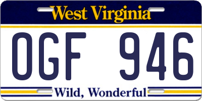 WV license plate OGF946