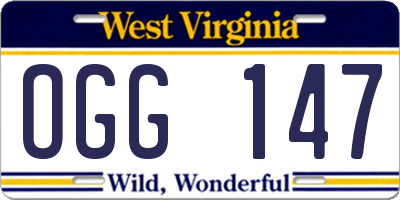 WV license plate OGG147