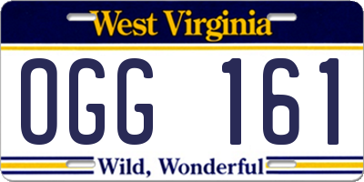 WV license plate OGG161