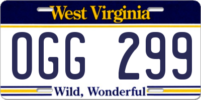 WV license plate OGG299