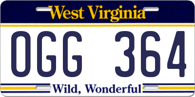 WV license plate OGG364