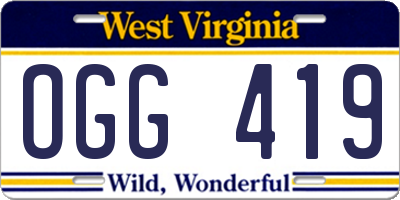 WV license plate OGG419