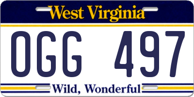 WV license plate OGG497