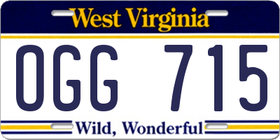 WV license plate OGG715
