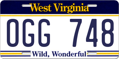 WV license plate OGG748