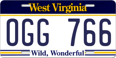 WV license plate OGG766