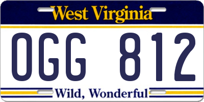 WV license plate OGG812