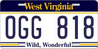 WV license plate OGG818