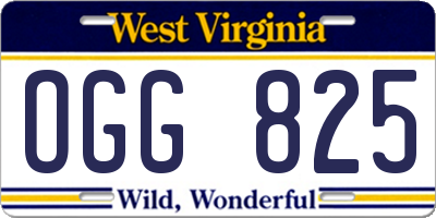 WV license plate OGG825