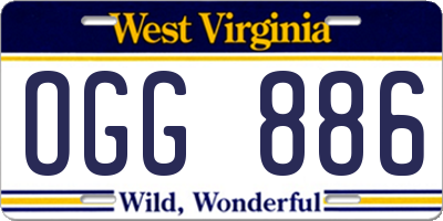 WV license plate OGG886