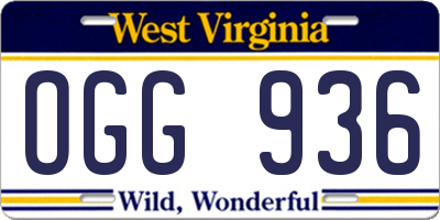 WV license plate OGG936