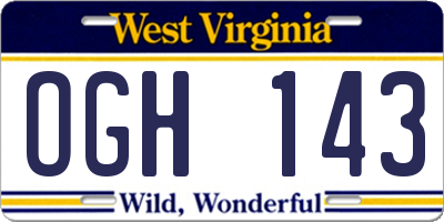WV license plate OGH143
