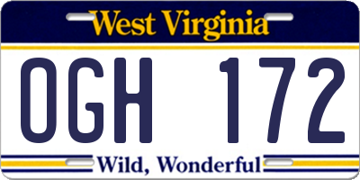 WV license plate OGH172