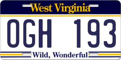 WV license plate OGH193
