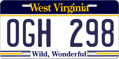 WV license plate OGH298