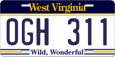 WV license plate OGH311