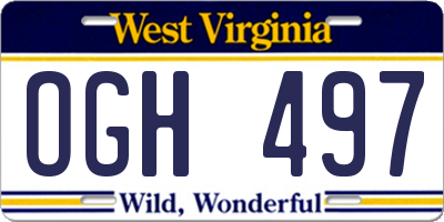 WV license plate OGH497