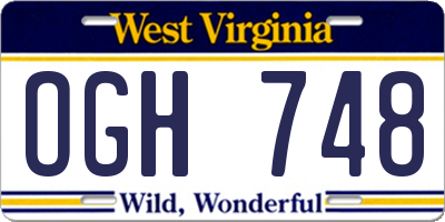WV license plate OGH748