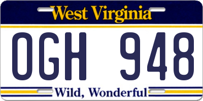 WV license plate OGH948