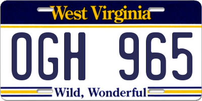 WV license plate OGH965