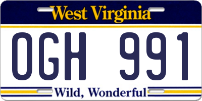 WV license plate OGH991