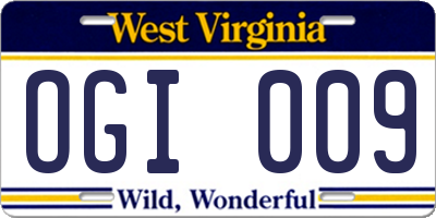 WV license plate OGI009