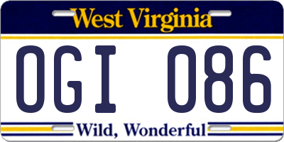 WV license plate OGI086