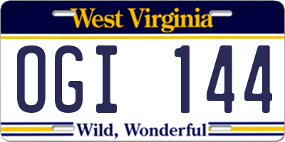 WV license plate OGI144