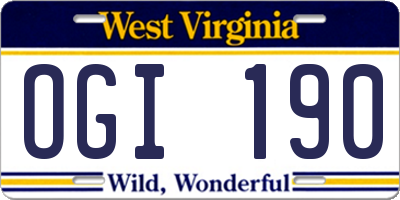 WV license plate OGI190